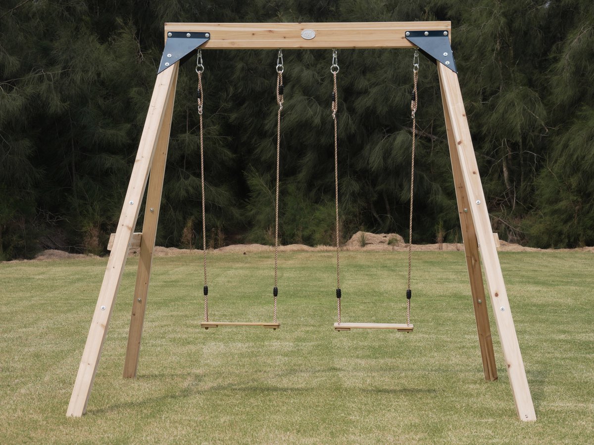 AXI Yuna Dubbele houten Schommel Bruin - FSC hout - Vrijstaande schommelset met 2 houten schommelzitjes - Schommelset voor kinderen - 10 jaar Garantie — afbeelding 4