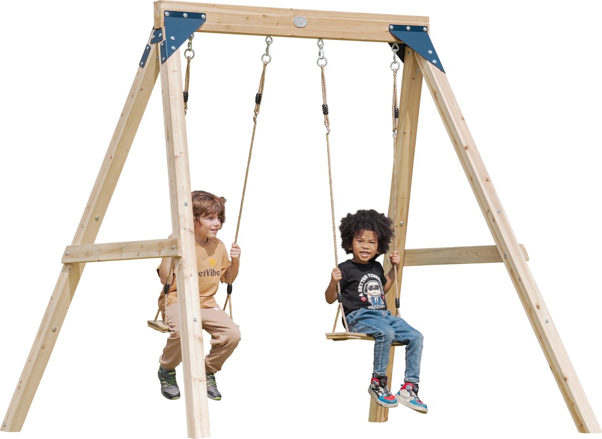 AXI Yuna Dubbele houten Schommel Bruin - FSC hout - Vrijstaande schommelset met 2 houten schommelzitjes - Schommelset voor kinderen - 10 jaar Garantie — afbeelding 11