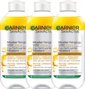 Garnier SkinActive Micellair Reinigingswater voor Langhoudende en Waterproof Make-up - 3 x 400 ml - Micelair Water Voordeelverpakking
