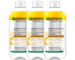 Garnier SkinActive Micellair Reinigingswater voor Langhoudende en Waterproof Make-up - 3 x 400 ml - Micelair Water Voordeelverpakking
