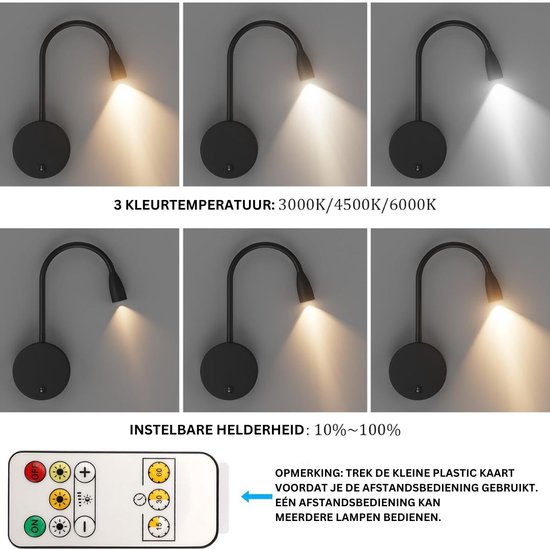 Bedlampjes Hoofdbord - Leeslampjes - Bedlamp Slaapkamer Volwassenen - Met Afstandsbediening - Zwart van Kerui. — afbeelding 2