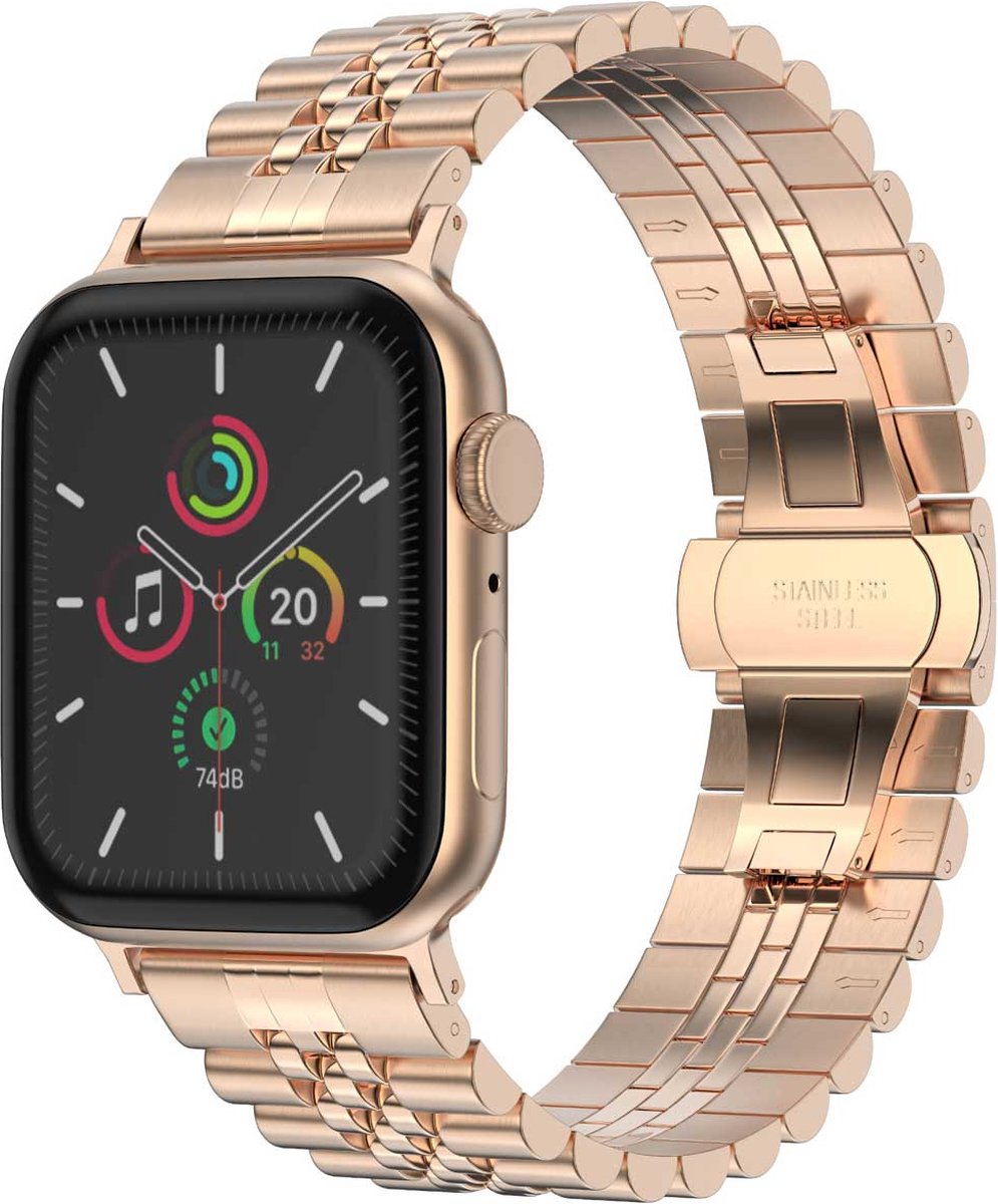 Selencia Jubilee stalen bandje voor de Apple Watch Series 1 / 2 / 3 / 4 / 5 / 6 / 7 / 8 / 9 / SE - 38 / 40 / 41 mm - Rosé Goud