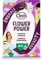 Cleo's Flower Power 18x1,5g thee - biologische groene thee met jasmijn en kamille