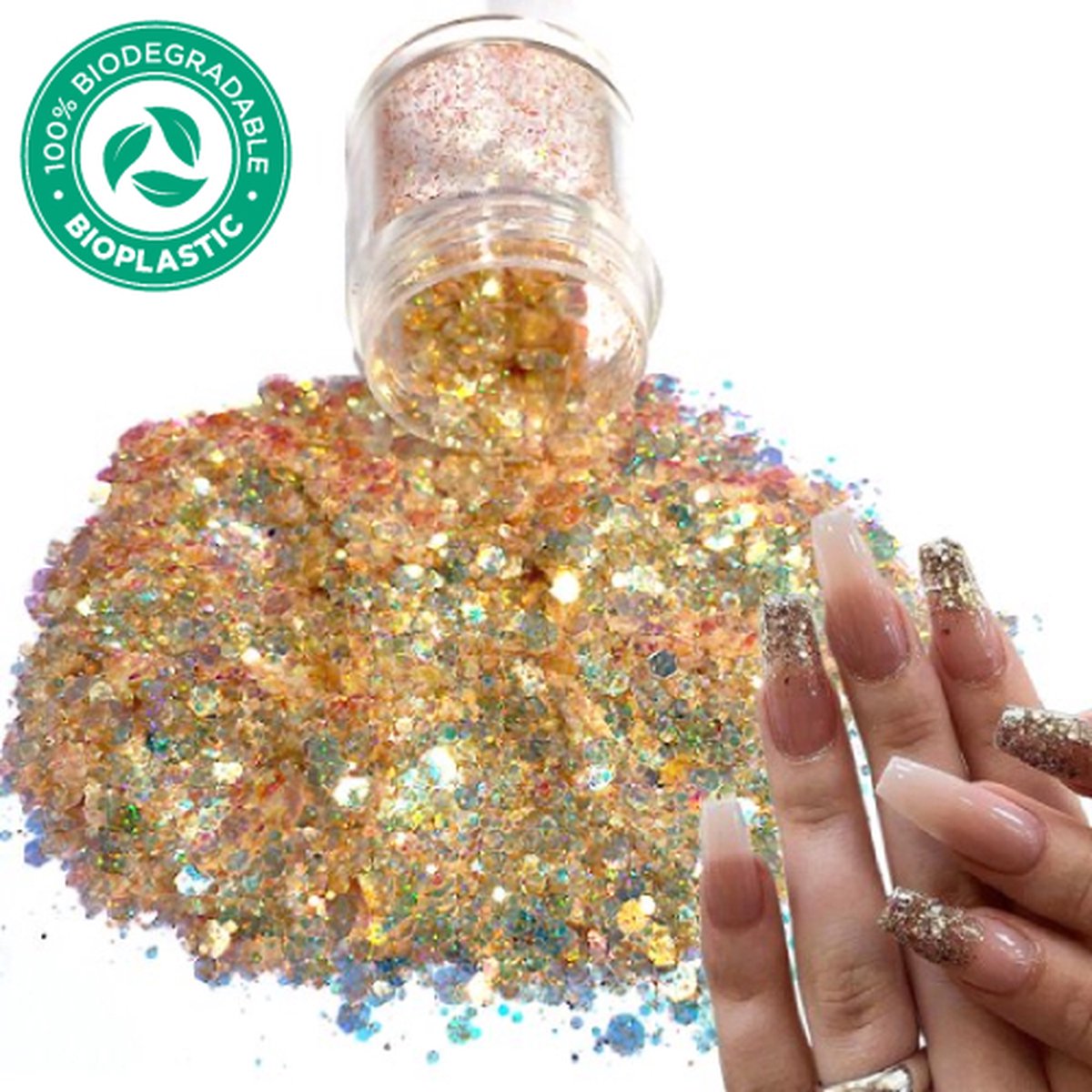 Goedkoopste Chunky Glitters (Goud) [Volume 8g - Festival Glitter Outfit Nagel Decoratie Versiering - Manicure Kunstnagels Nepnagels Acryl Nagels - Kinderen Volwassenen Dames Glitters]