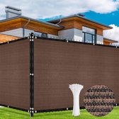 Clôture de jardin 1,2 x 15,2 m - Filet d'ombrage avec œillets - 170 g/m² - Protection UV - Protection solaire - Brise-vue en tissu - Pour jardin, terrasse, avec attaches de câble - Marron