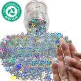 Chunky Glitters (Zilveren Sterren) [Volume 8g - Festival Glitter Outfit Nagel Decoratie Versiering - Manicure Kunstnagels Nepnagels Acryl Nagels - Kinderen Volwassenen Dames Glitters]