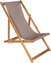 Vlaemynck Ibiza Chilienne chaise de jardin teck massif naturel - tissu batyline iso grège
