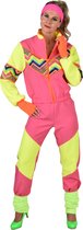 Magic By Freddy's - Jaren 80 & 90 Kostuum - Super 80s Work Out Fitlady - Vrouw - Geel, Roze - Small / Medium - Carnavalskleding - Verkleedkleding