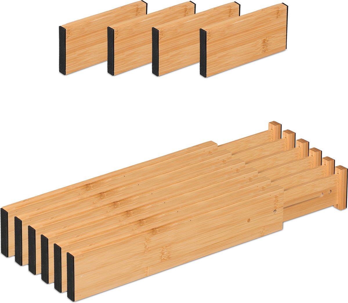 ladeverdeler - 10-delige set - verstelbaar - 34 tot 44 cm - bamboe - lade organizer