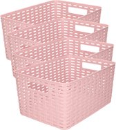 Plasticforte Opbergmand - 4x - Kastmand - rotan kunststof - oudroze - 10 Liter - 22 x 33 x 16 cm