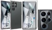 Hoesje geschikt voor Samsung Galaxy S24 Ultra - Screenprotector Volledig Dekkend Glas & Camera - Shockproof Transparant