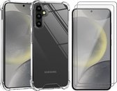 Hoesje geschikt voor Samsung Galaxy S24 - 2x Screenprotector Glas - Shockproof Transparant