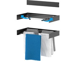 Droogrek voor aan de wand, uittrekbaar 80 cm, van hangwasdroger in klein, compact formaat, wasrek voor binnen en buiten, is uittrekbaar en ideaal voor badkamer of balkon, zwart