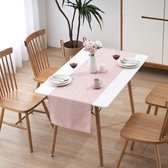 Tafelloper, waterafstotend, linnenlook, vlekbescherming, afwasbaar, als tuintafelkleed, outdoor, voor eettafel, roze - 40 x 180 cm