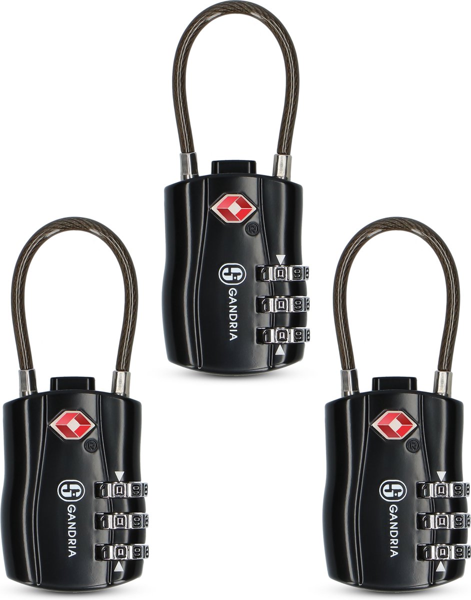 Bol.com Gandria Hangslot voor op Reis - TSA Slot - Reisslot 3 Stuks - Cijferslot met 3 Cijfers - Koffersslot 3 Cijferig - Zinc A... aanbieding