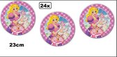 24x Princess bord 23cm - Karton - Prinses verjaardag thema feest diner gebak