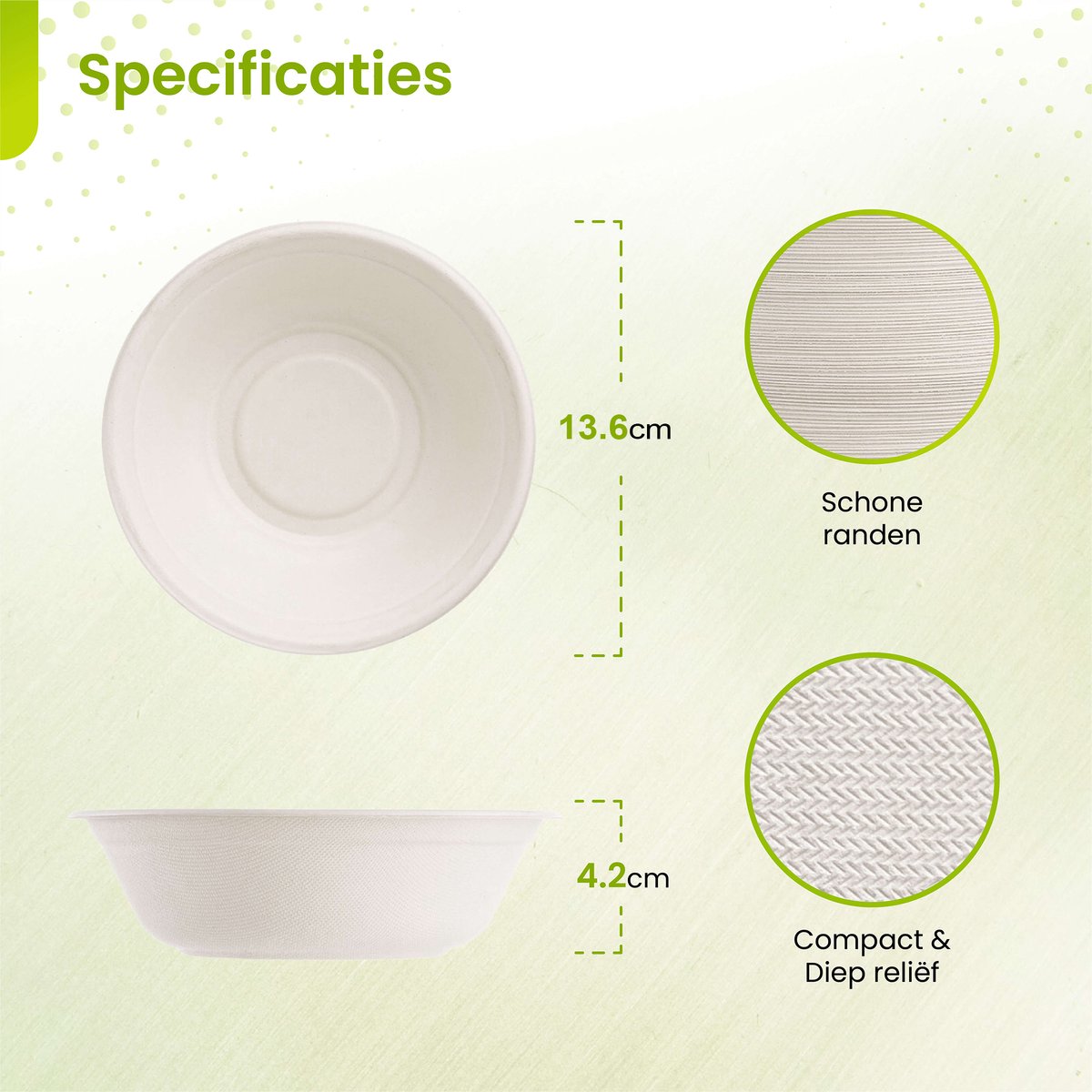 Love Nature Ecologisch wegwerp soepkom 50 stuks - wegwerpservies suikerriet - soepkom wegwerp