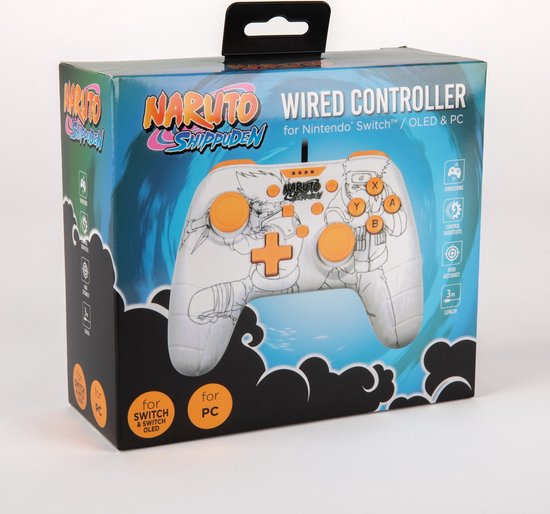 Naruto - Switch 1 & 2 controller - 3m kabel - extra functies (wit)