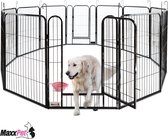 MaxxPet Puppyren - Hondenbench - Hondenren - Hondenkennel met 12 panelen - Staal - Ø 180cm x 80cm - Incl. Drinkbakje
