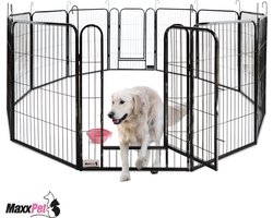 MaxxPet Puppyren - Hondenbench - Hondenren - Hondenkennel met 12 panelen - Staal - Ø 180cm x 80cm - Incl. Drinkbakje