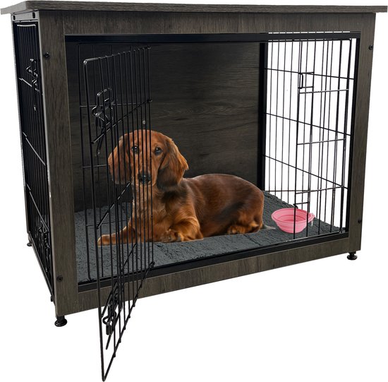 MaxxPet Houten Hondenbench - Hondenhuisje voor binnen - Hondenhok - kennel - 69x51x60cm