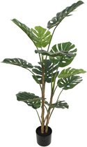 Kunst Monstera | 125cm - Plant met dubbele stam - Namaak monstera - Kunstplanten voor binnen - Kunstplant monstera
