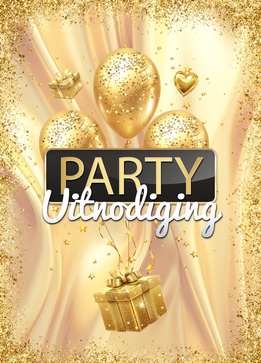 20x Uitnodiging Kinderfeestje + Enveloppen & Sluitstickers (20 kaartjes & 20 enveloppen) Beschrijfbaar - Thema Goud - Uitnodiging verjaardag - Jongen of meisje - uitnodigingskaarten + kraft envelop - Verjaardag Feest