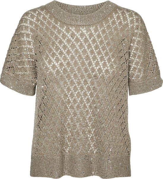 Pull Vero Moda Vmleilani Stitch Ss Pull à col rond 10305590 Moon Rock/w. Argent Taille Femme - M