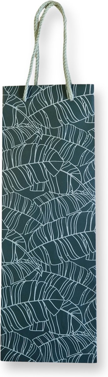 3 Luxe Fles Cadeauverpakkingen groene bladeren - 36x12x9,5cm - Cadeautasjes