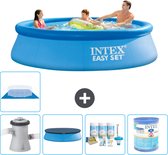 Intex Rond Opblaasbaar Easy Set Zwembad - 305 x 76 cm - Blauw - Inclusief Pomp Afdekzeil - Onderhoudspakket - Filter - Grondzeil