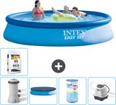 Intex Rond Opblaasbaar Easy Set Zwembad - 396 x 84 cm - Blauw - Inclusief Pomp Afdekzeil - Filter - Zoutwatersysteem - Zwembadzout