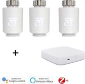 Slimme WiFi Thermostaat Knoppen | Zigbee 3.0 | Complete Set | 3x Radiatorknop incl. Gateway | Slimme Radiatorknoppen | Thermostaatknoppen | Bedienen met App