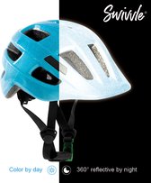 Swivvle® reflecterende fietshelm kinderen - Veilige kinderhelm zichtbaar in het donker - 360° reflector helm in Ocean Blue - maat S (51-54 cm) - model Spica