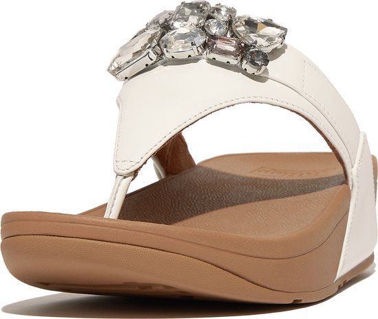 FitFlop Lulu Jewel-Deluxe Leather Toe-Post Sandals WIT - Maat 36