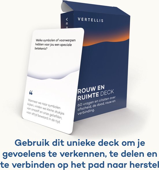 Vertellis | Rouw en Ruimte Deck | Powerpack | kaartendeck | 60 vragen en citaten over afscheid, de dood, rouw en verbinding