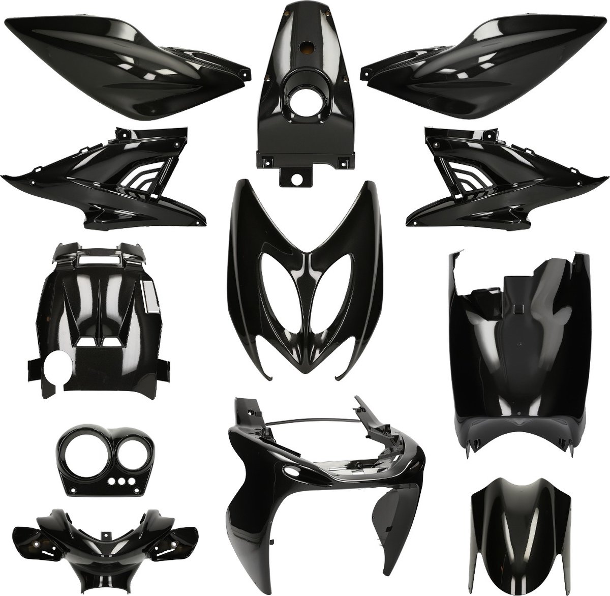 Kappenset MBK Nitro, Yamaha Aerox Metallic zwart