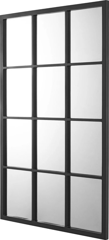 In And OutdoorMatch Spiegel Guapa - Hangspiegel - 90x60cm - Mat Zwart - Rechthoekige Spiegel - Decoratief Design