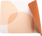 Sets de table de Luxe aspect cuir - 6 pièces - double face blanc avec formes orange/marron - rectangulaire - 45 x 30 cm - cuir - set de table aspect cuir