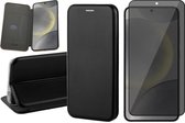Hoesje geschikt voor Samsung Galaxy S24 - Privacy Screenprotector Volledig Dekkend Glas - Wallet Book Case Zwart