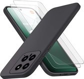 Geschikt voor Xiaomi 14 - Dun Zacht TPU Siliconen - 1 Stuk Screenprotector - Back Cover Hoesje - Zwart
