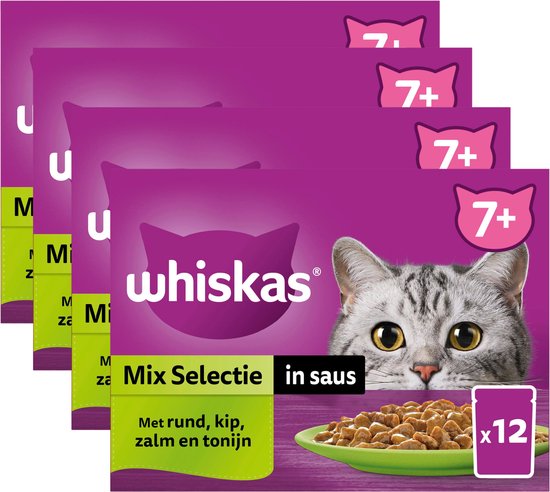 Whiskas Kattenvoer - Senior 7+ - Mix Selectie in Saus - 48x85g