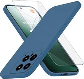 Geschikt voor Xiaomi 14 - Dun Zacht TPU Siliconen - 1 Stuk Screenprotector - Back Cover Hoesje - Blauw