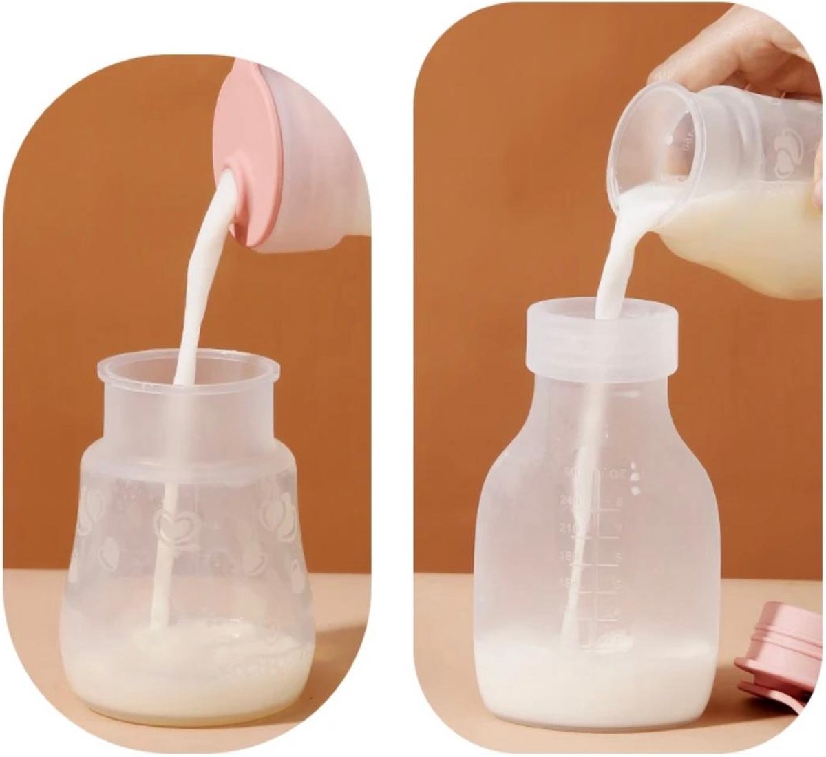 Mom Finity - Moedermelk Bewaarzakjes - Herbruikbaar - Siliconen -Borstvoeding Bewaarzakjes - 240ml - BPA-vrij - Lekvrij - Flesjes - Set van 2 - Roze — cadeau in Cadeau-ideeën - foto 6