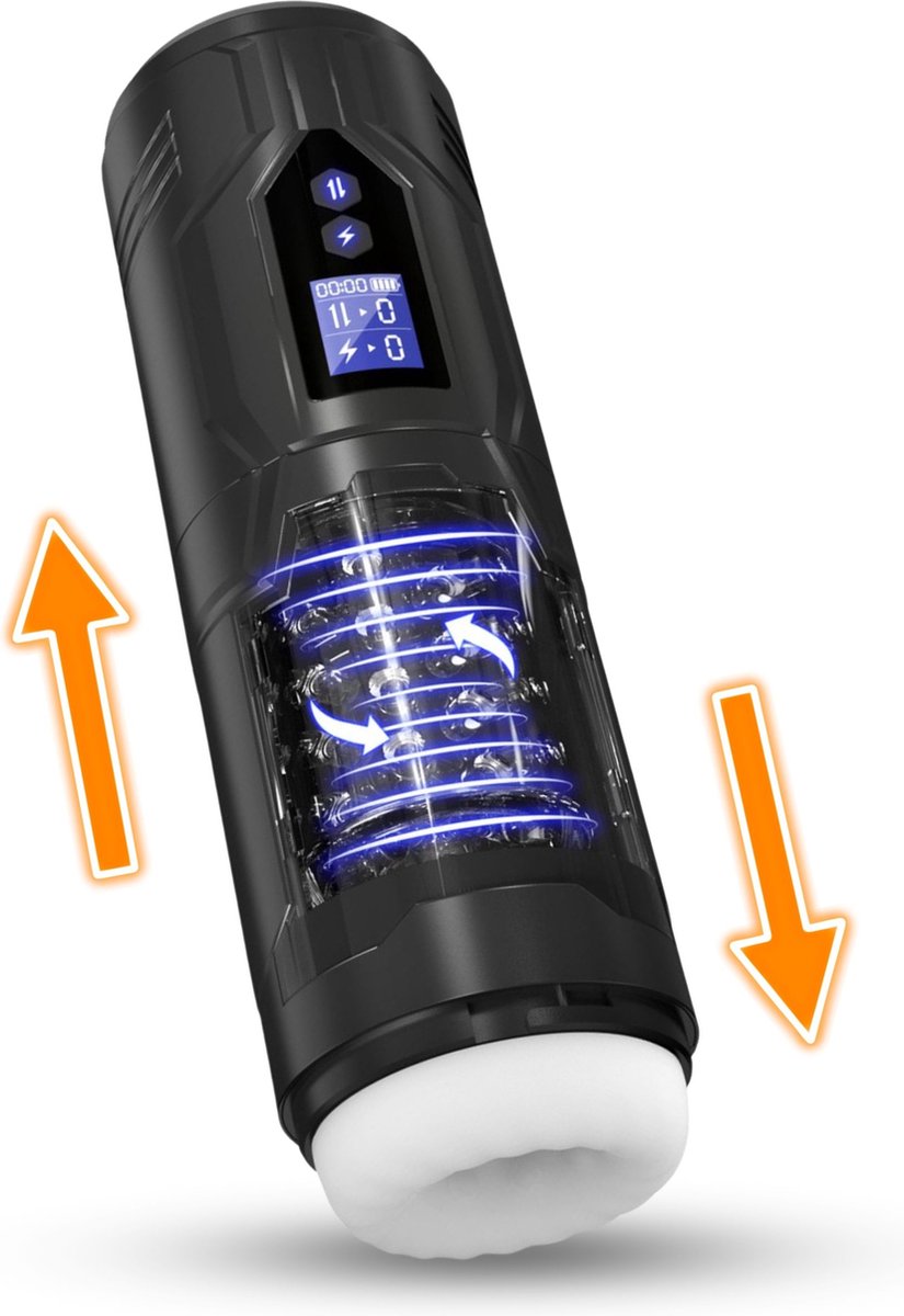 Goedkoopste Wicked Willy Storm 3 in 1 High End Masturbator met LED Display - Krachtige Masturbator - Watervast Ontwerp - Masturbator voor in bad of onder de douche - Roteren Vibreren en Stotende Masturbator