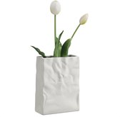 Navaris trendy vaas van aardewerk - Decoratieve bloemenvaas - Deco voor woonkamer of slaapkamer - Handtas vorm in wit