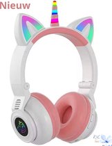 RyC Toys Kinder Hoofdtelefoon unicorn- wit | Draadloze Koptelefoon- eenhoorn -Kids Headset-Over Ear-Bluetooth-Microfoon-unicorn-Led Verlichting
