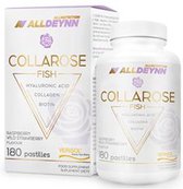 Alldeynn | Collarose | Vis collageen | 180 pastilles 90 servings | Hyaluronzuur | Biotin | Vrouwen | Supplement | Nutriworld