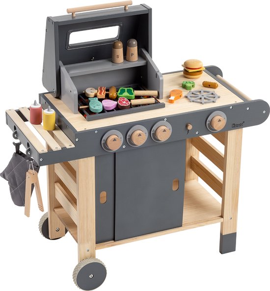 Foto: Howa houten speelgoed bbq barbecue grill maxi met 25 stuks accessoires 4825