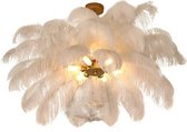 Wise® Veren Lamp - Plafond - Wit - Goud - Woonkamer - Struisvogel.