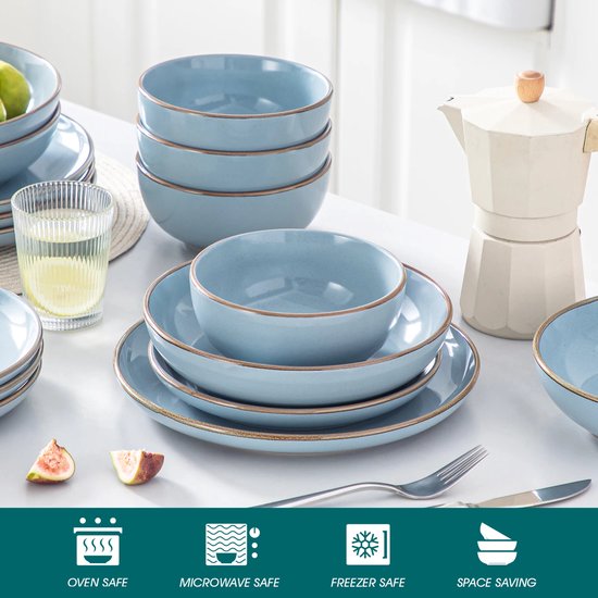 Service de table de Luxe LBB – 32 pièces – 8 personnes – Porcelaine – Service d'assiettes – Assiettes plates – Assiettes à dessert – Bols – Mugs – Bols – Nymphe